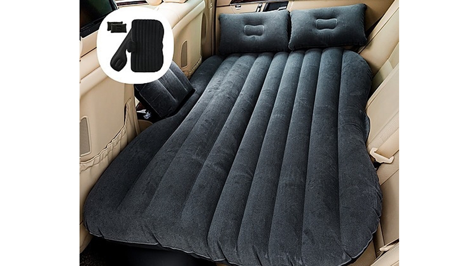 Black Most Cars and Mini Van Back Seat Portable Mattress Cushion Camping Travel Rest Sleep Universal Car Travel Inflatable Air Bed for Sedans SUV Truck 