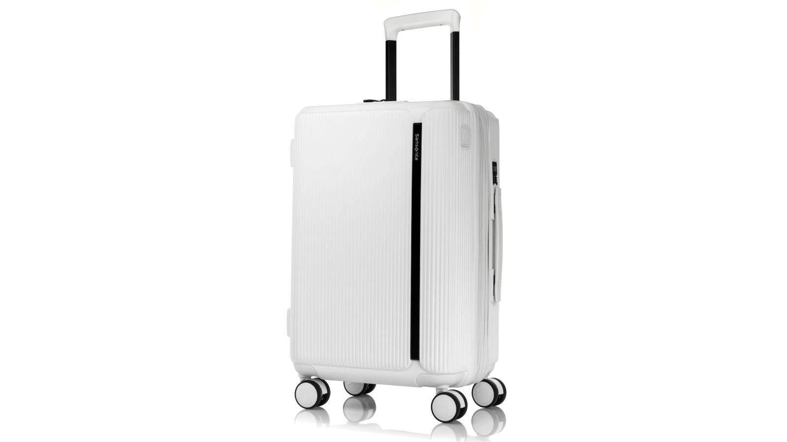 white samsonite suitcase