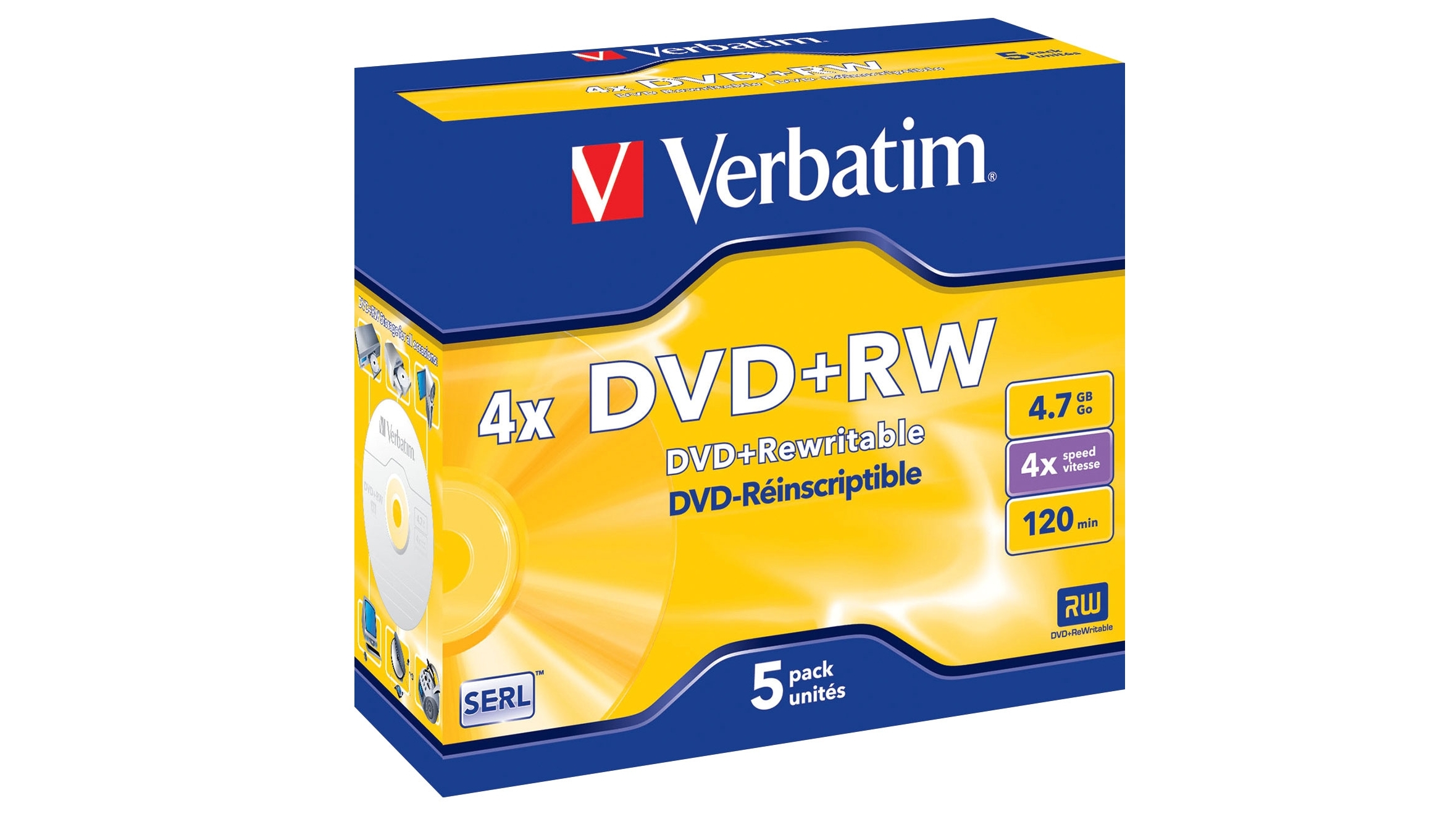 Buy Verbatim DVD+RW  5Pk Jewel Case 4x | Harvey Norman AU