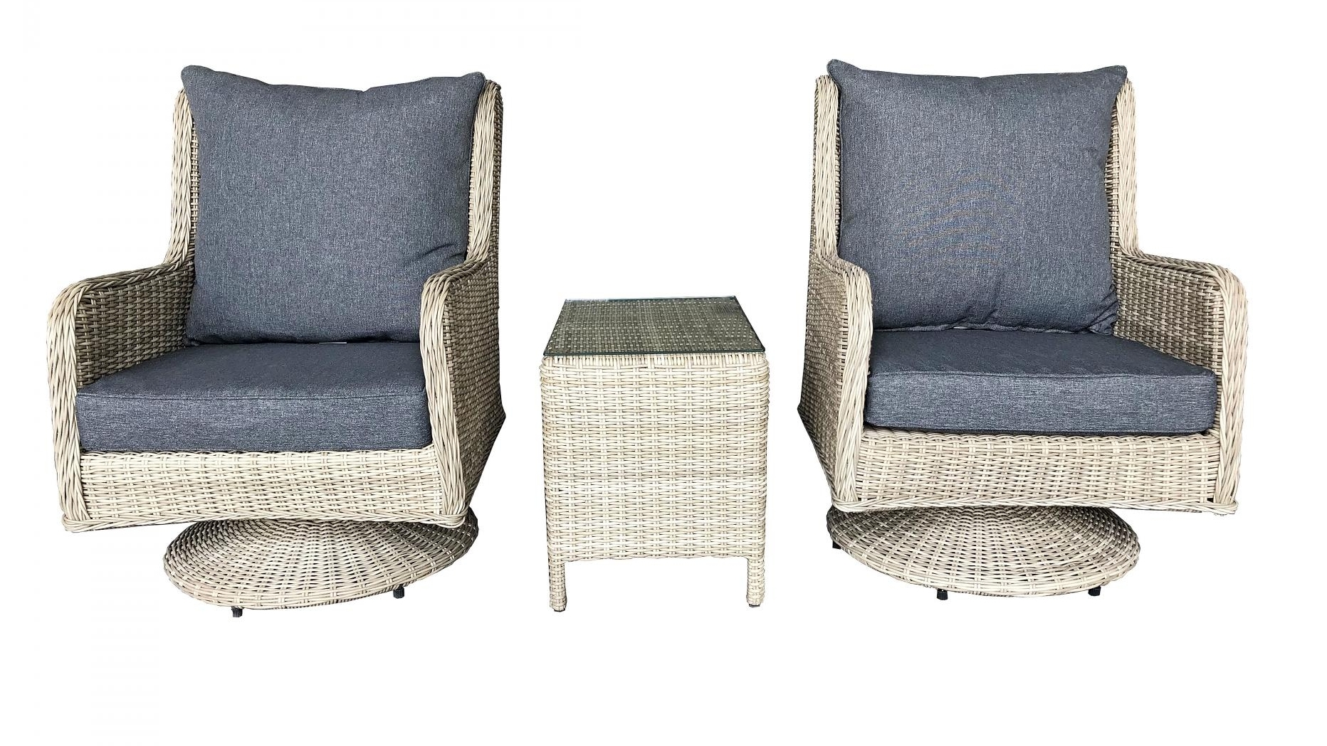 3 piece wicker swivel conversation set