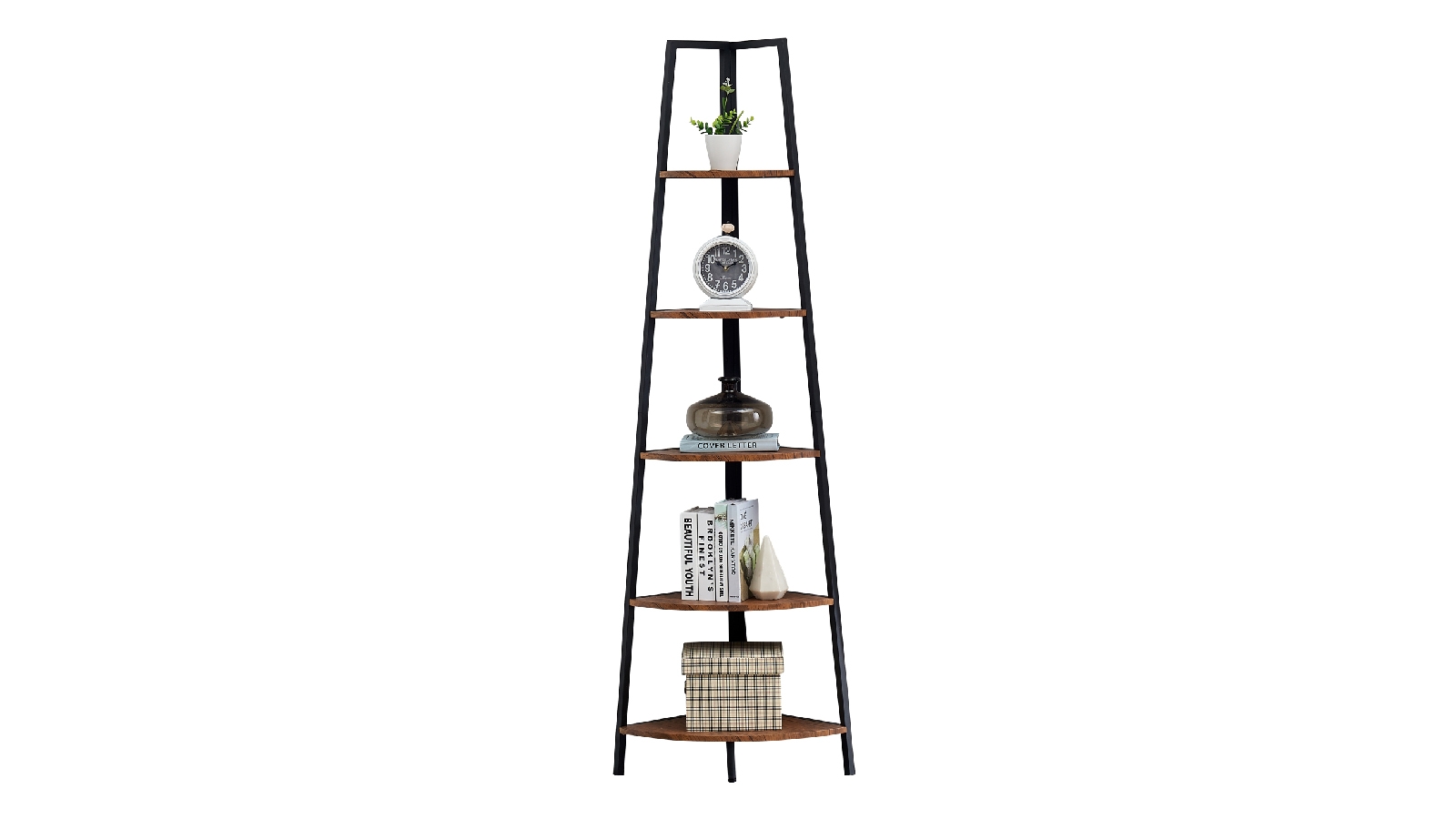 Homfa Corner Shelf, 6Tier Iron Corner Bookshelf, Tall Skinny Corner