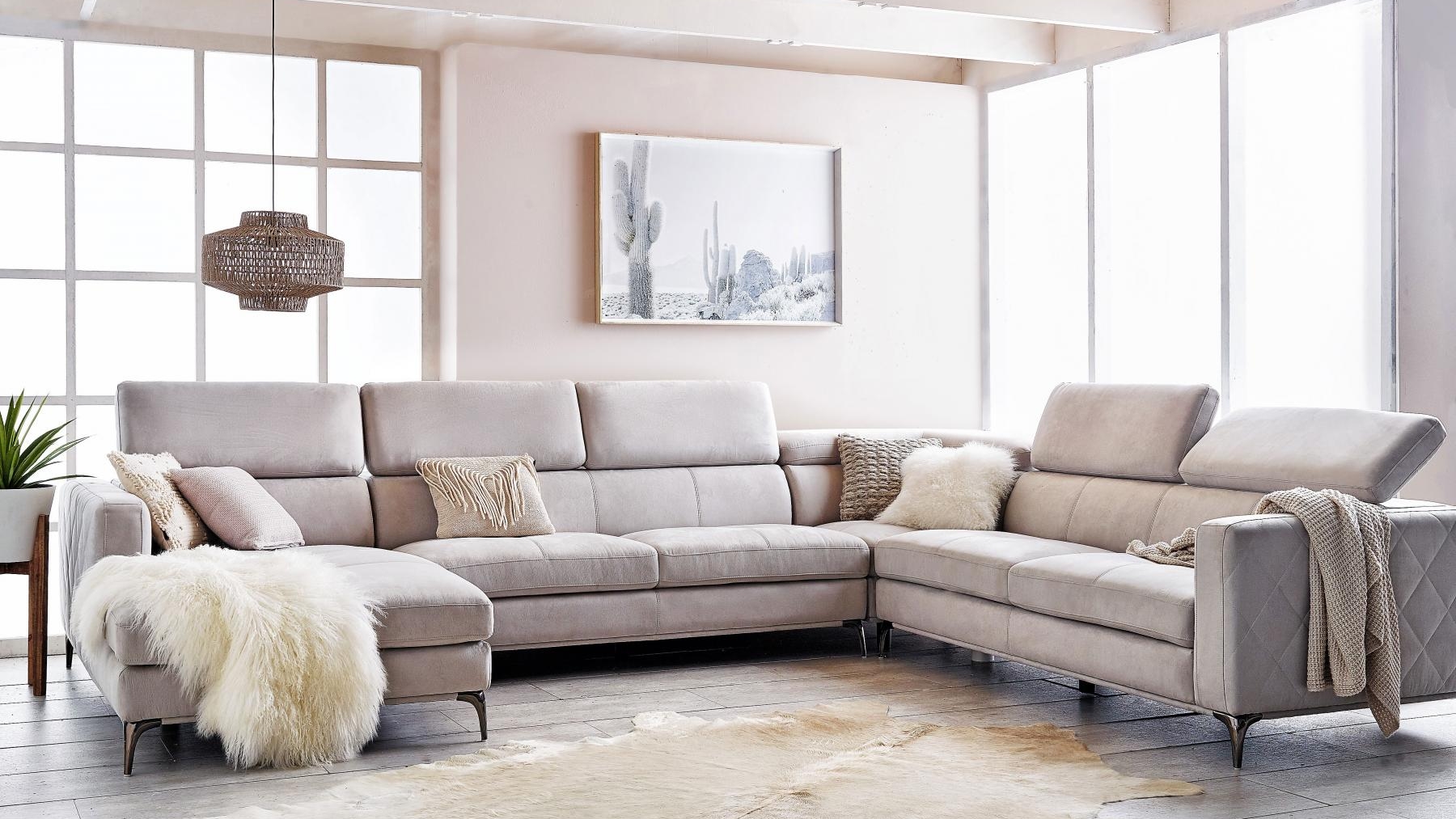 Buy Houston 6 Seater Fabric Modular Sofa With Chaise Harvey