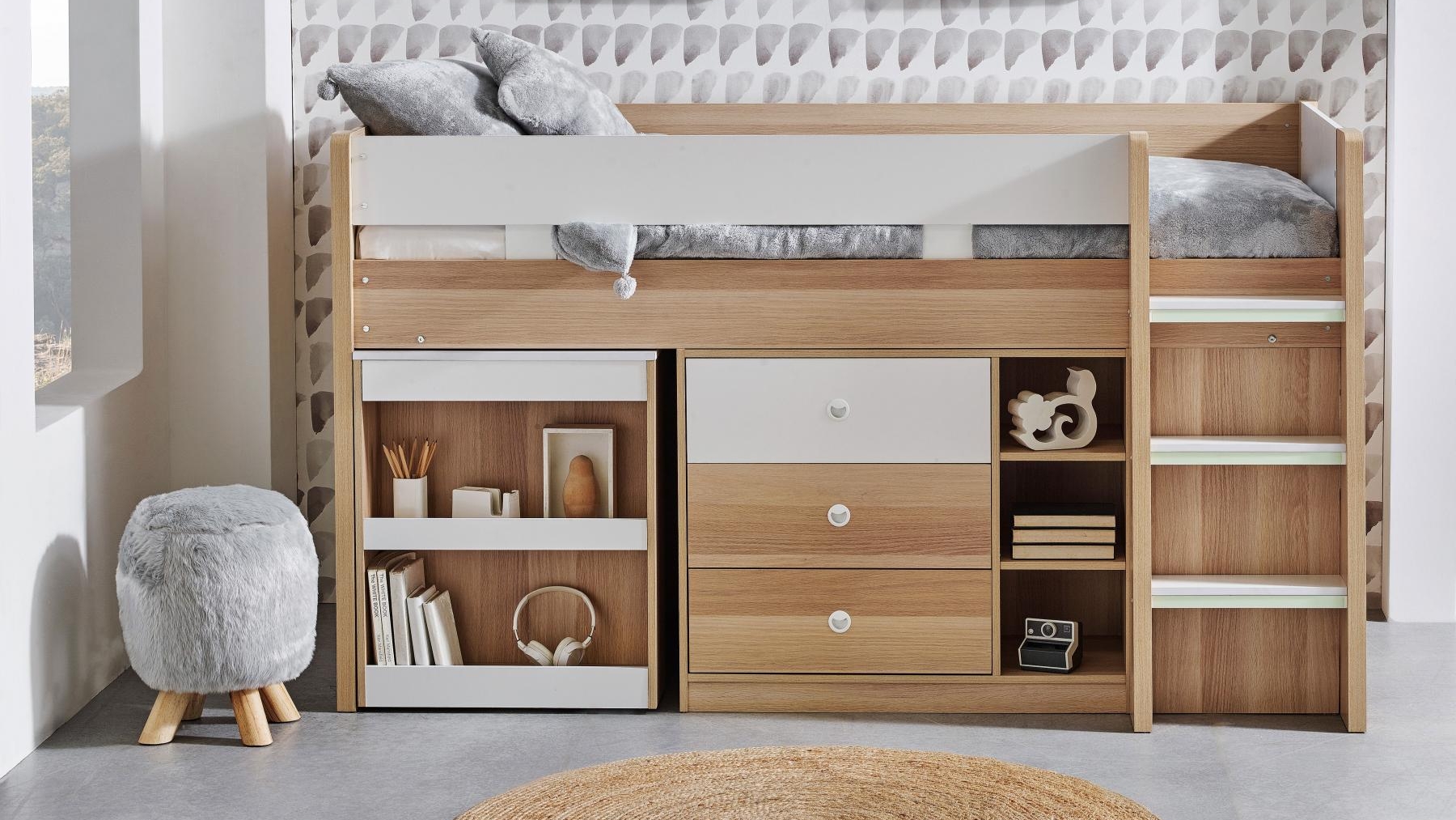 Noah Single Cabin Bed With Desk, King Single Loft Bed With Desk