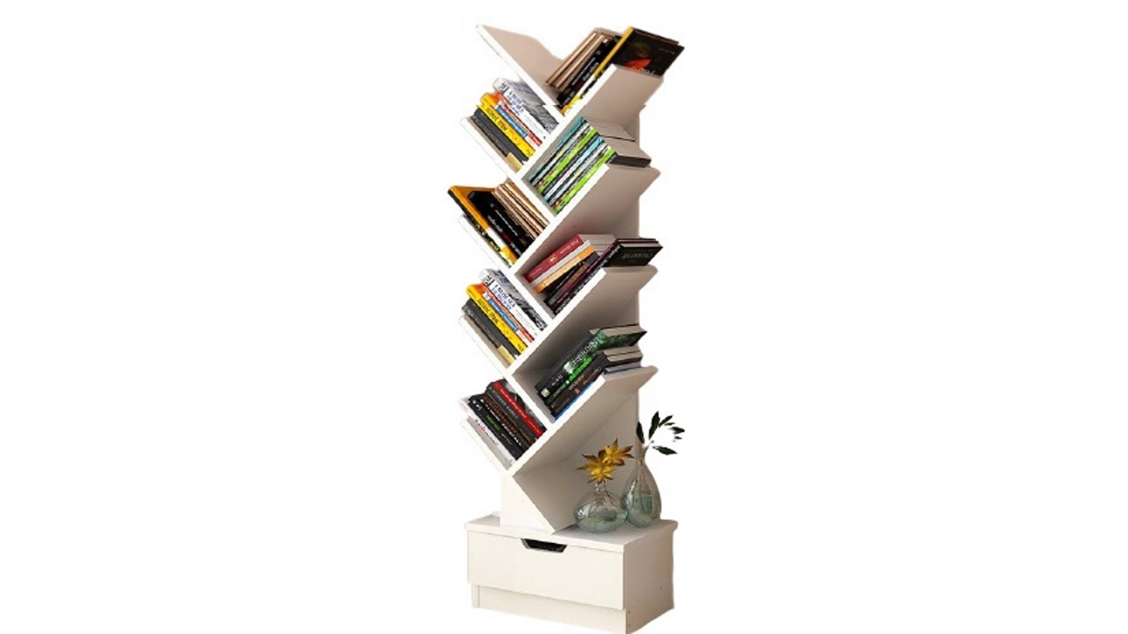 Serrano Tree Bookshelf Bookcase, Tier Shelf Display Bookcase