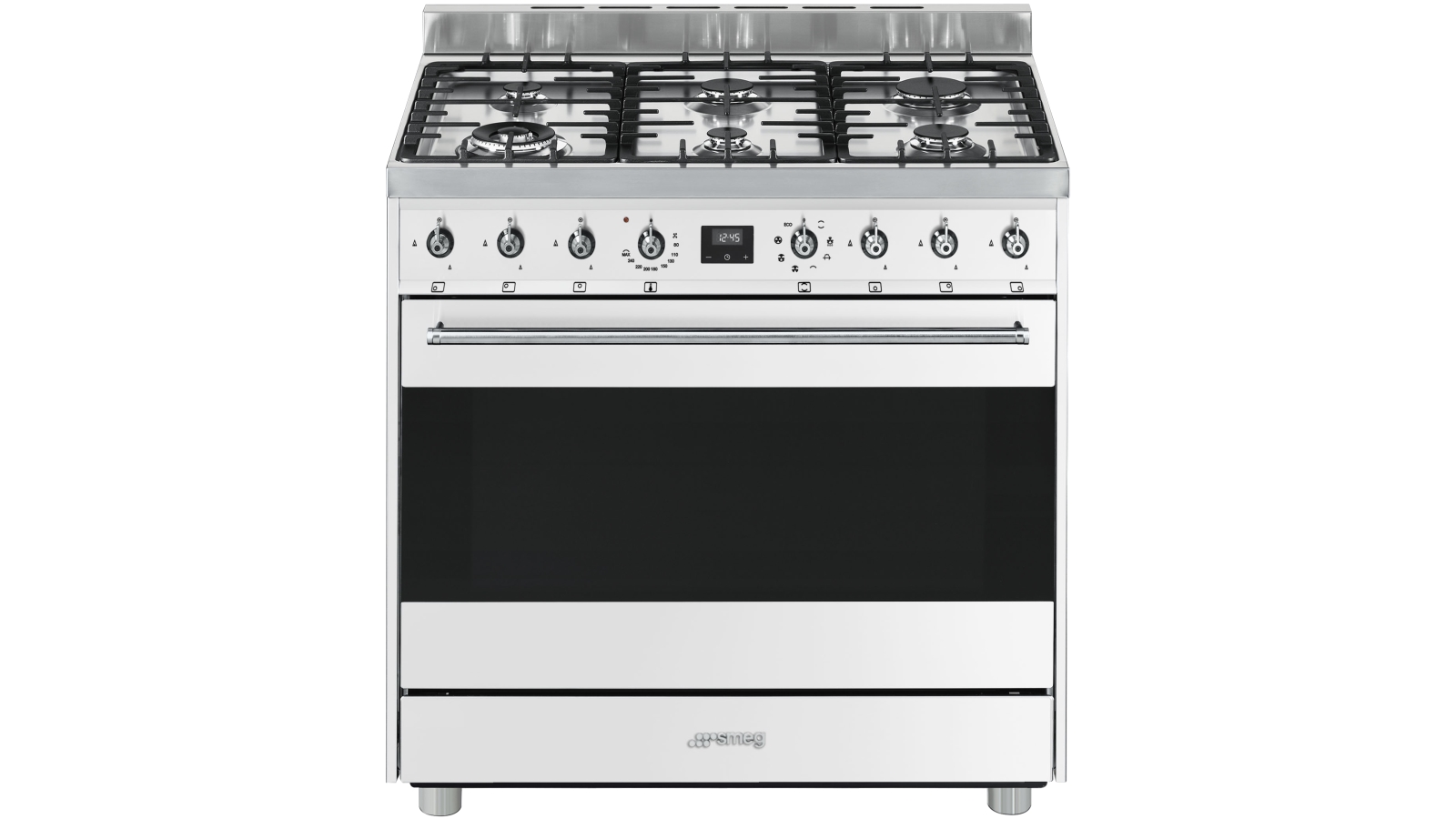 Buy Smeg 900mm Freestanding Cooker With Electronic Touch Clock White Harvey Norman Au