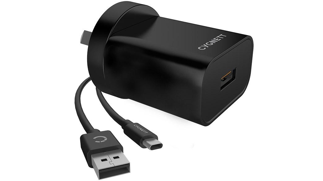 Cheap Cygnett PowerPlus 18W QC 3.0 USB Wall Charger USB-C to USB-A Cable - Black | Harvey Norman AU