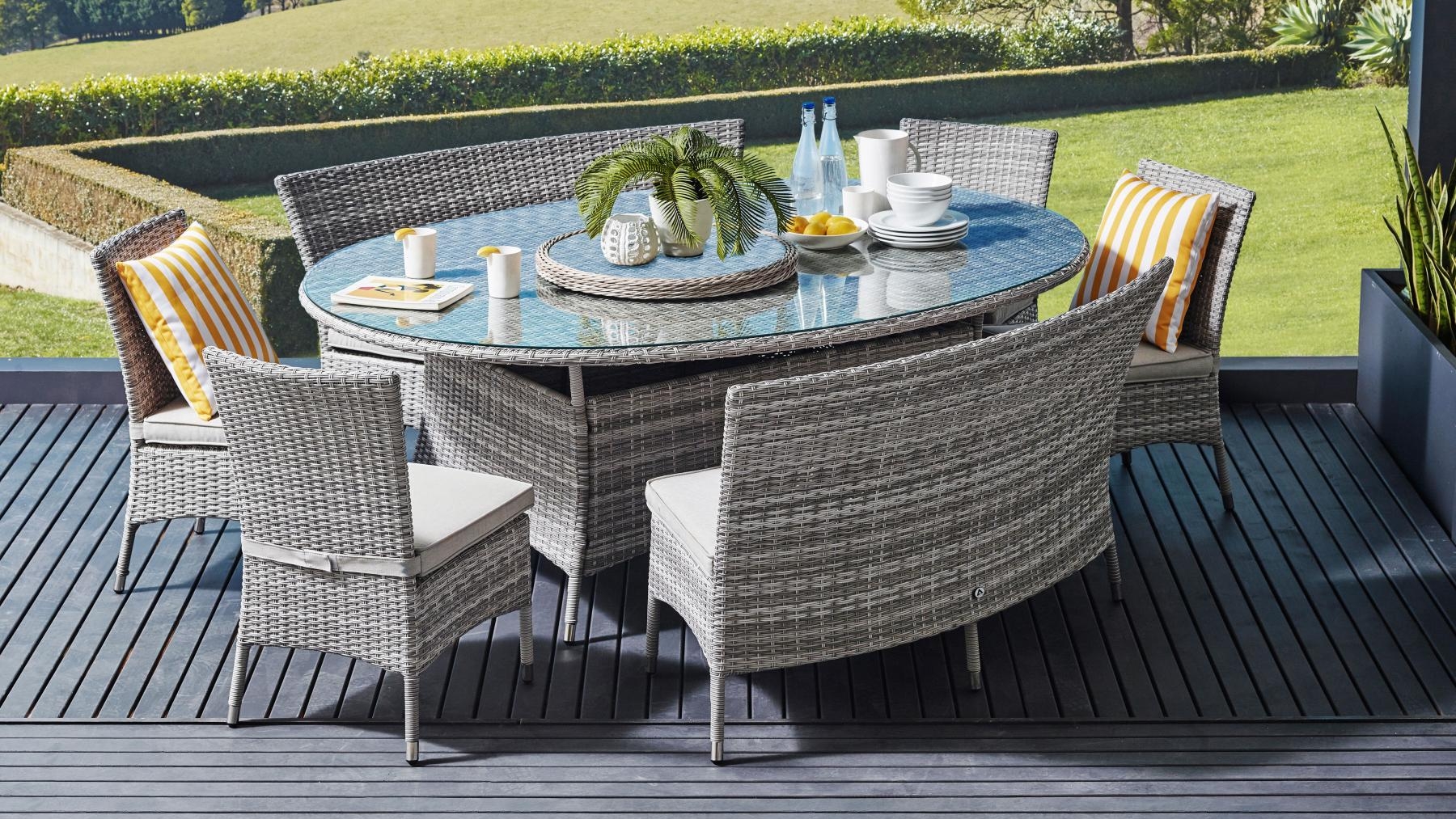 8 Piece Outdoor Oval Dining Setting, Metal Outdoor Table And Chairs Australia