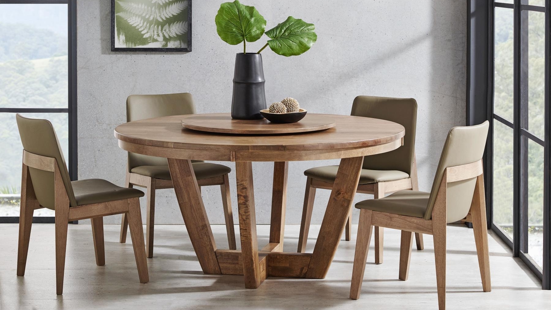 Jasper Round Dining Table With Lazy, Round Dining Room Table With Built In Lazy Susan