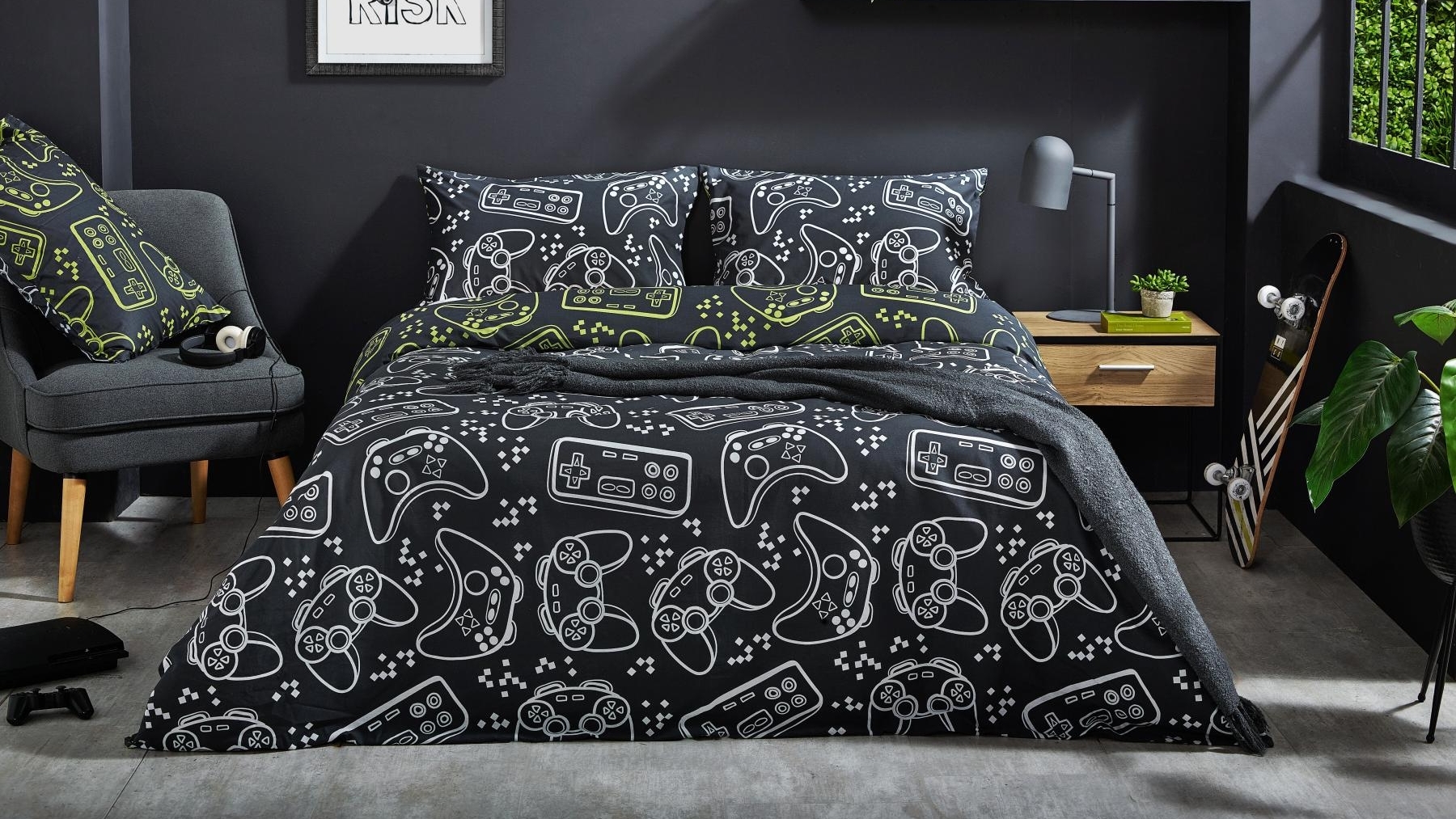 glow in the dark xbox duvet cover and pillowcase set