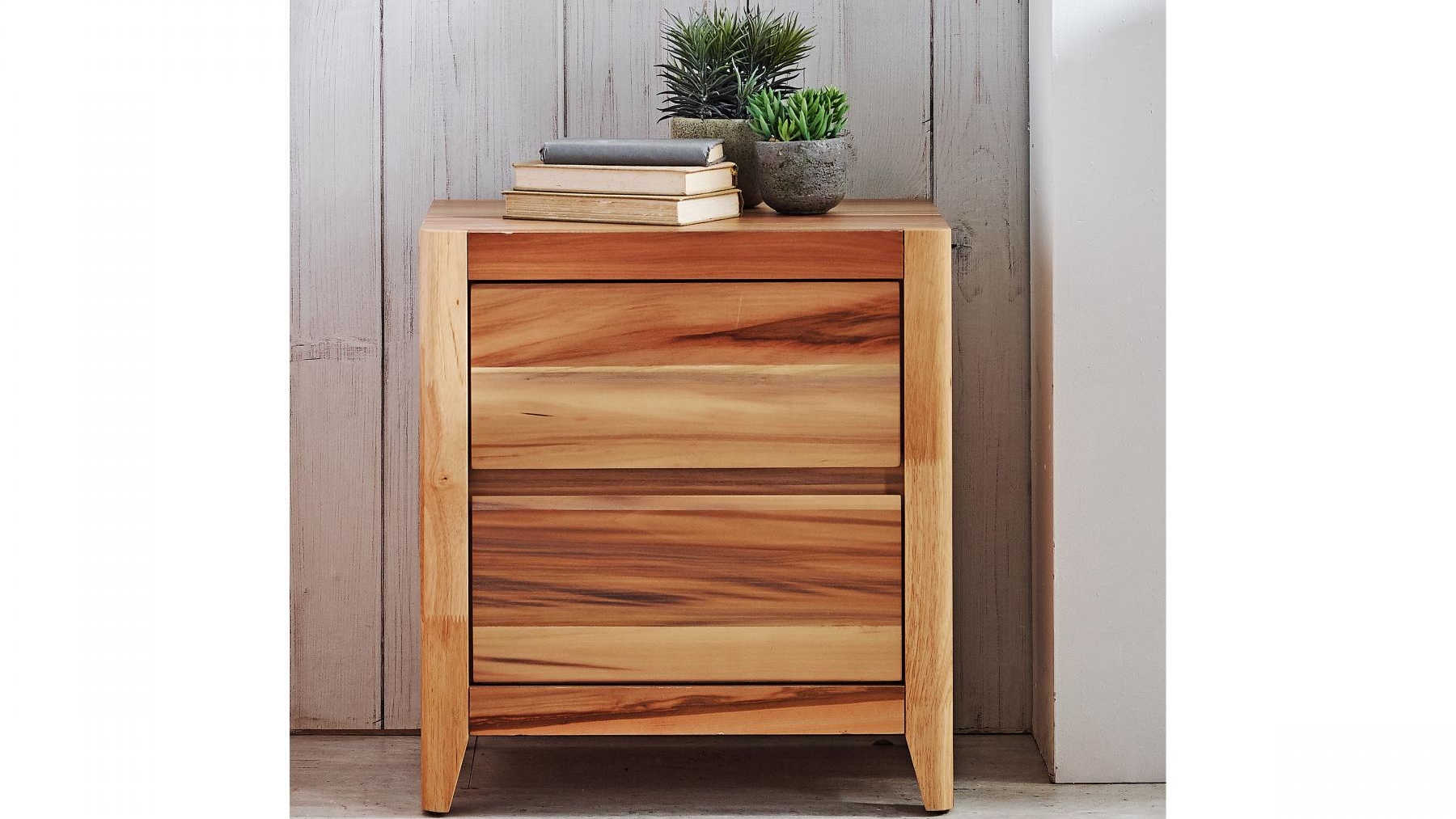 Present Time Snap Natural Wood Cabinet Two Drawer Bedside Cabinet