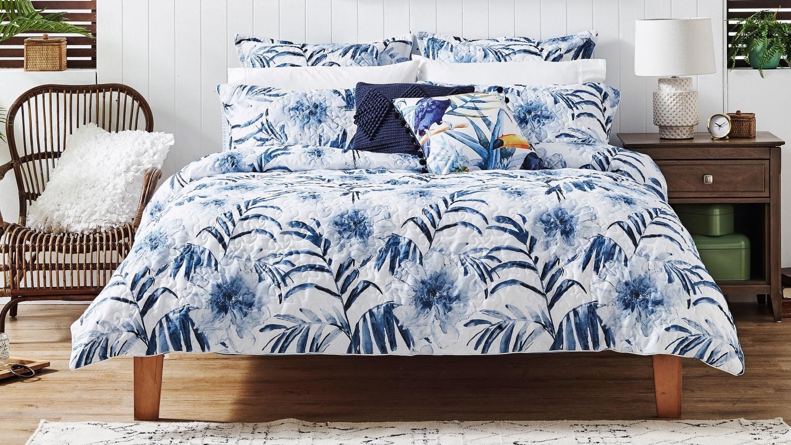 Buy Delray Indigo Quilt Cover Set Queen Harvey Norman Au