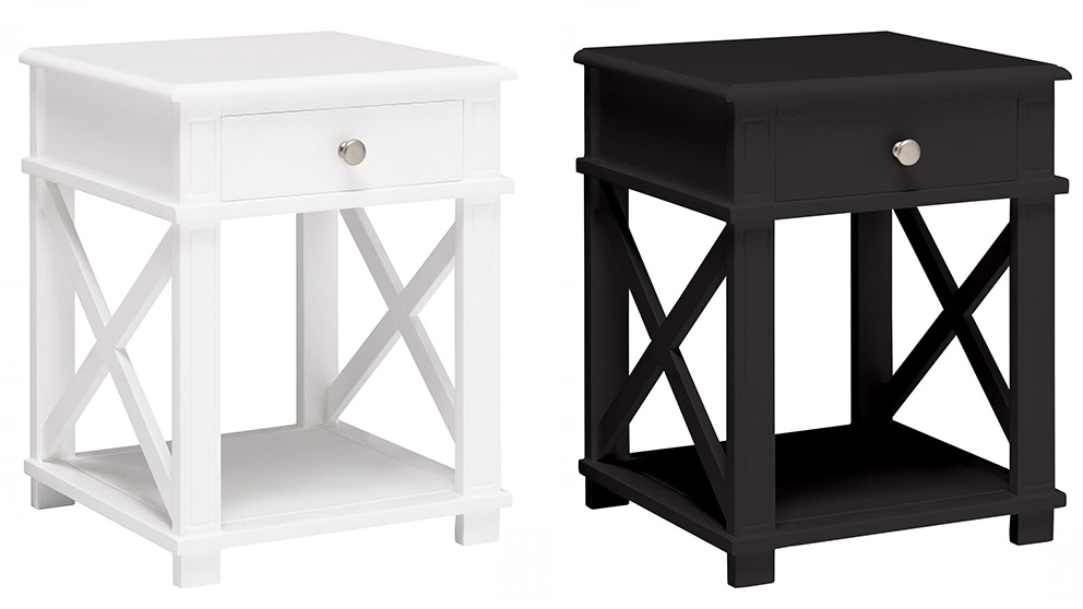 black stool bedside table