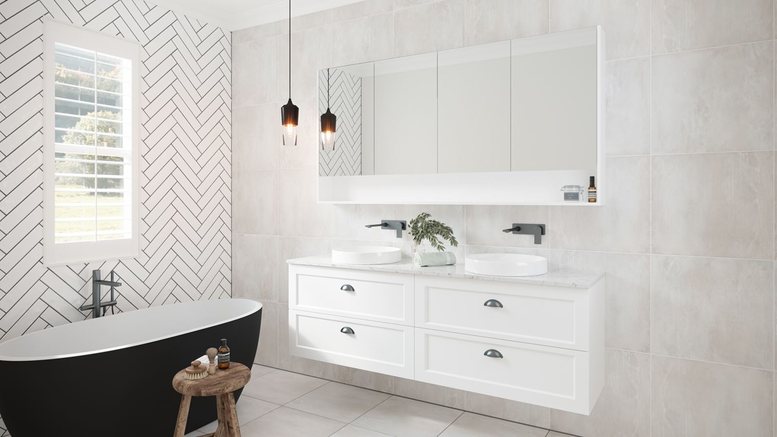 Buy Timeberline Washington 1800mm Double Bowl Wall Hung Vanity With Stone Top Harvey Norman Au