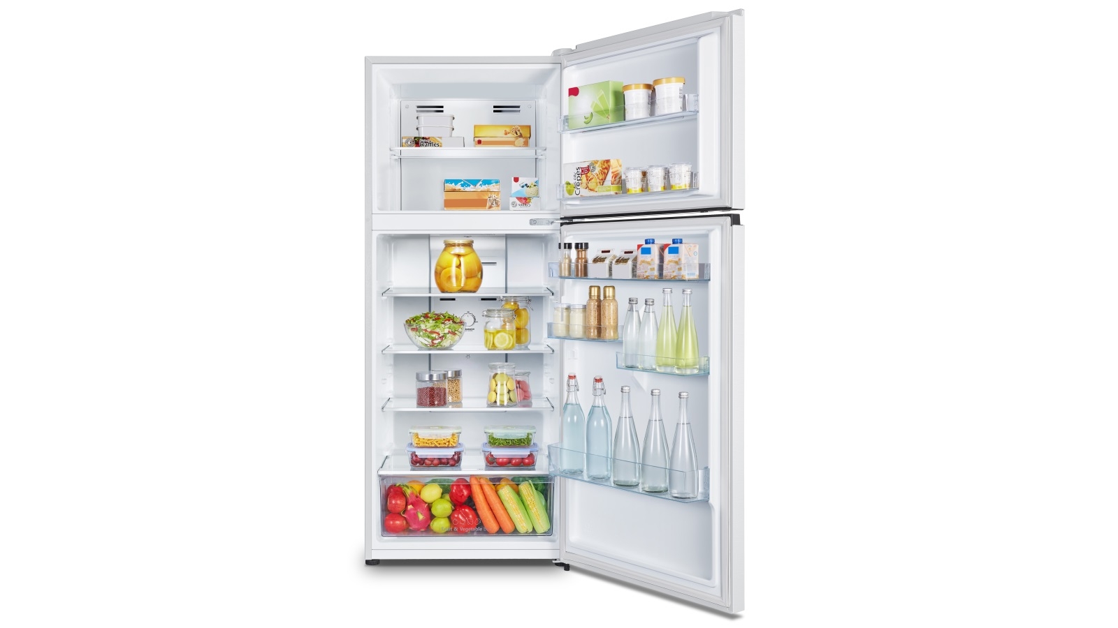 hisense hrtf424 424l top mount fridge white