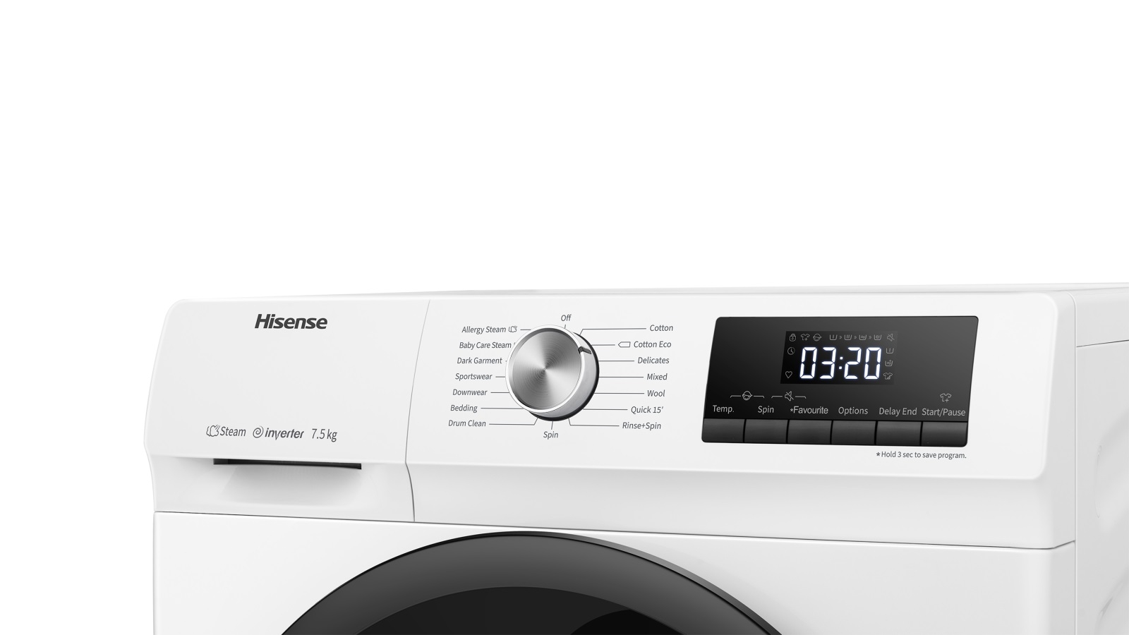 hisense hwfy7514 7.5 kg front load washer white