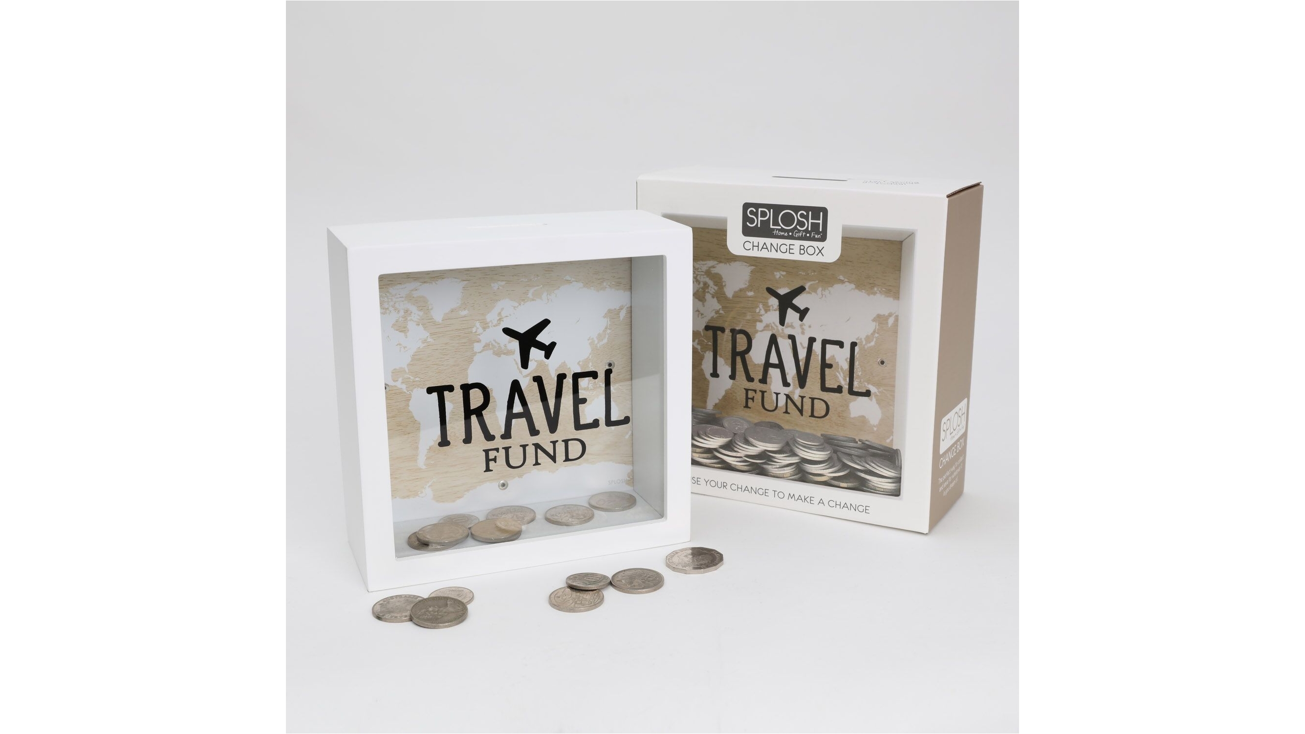 Splosh Change Money Box Travel Dream Adventure Fund Saver FREE DELIVERY 