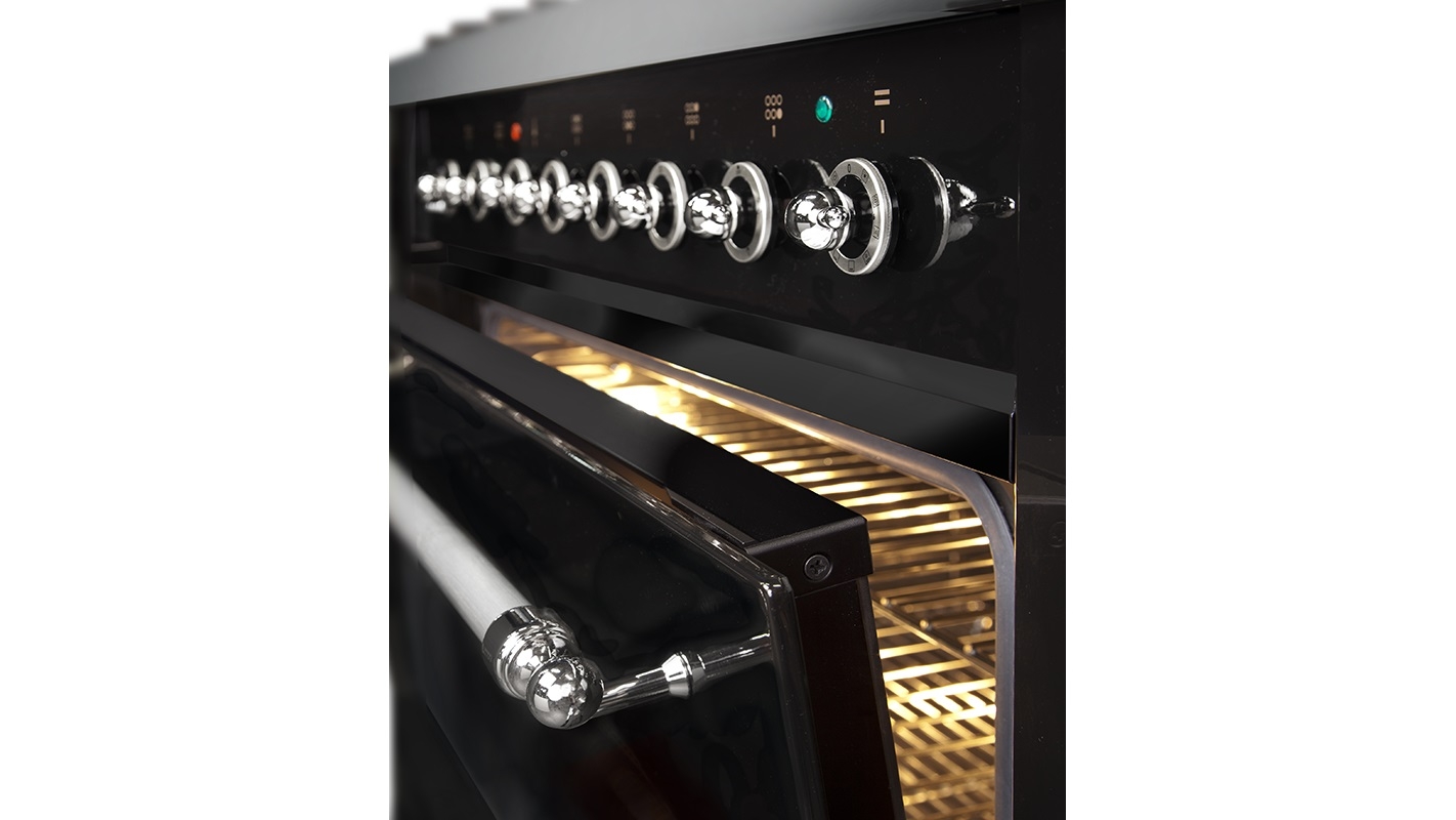 Buy Ilve 900mm Pro Line Nostalgie Series Freestanding Cooker Gloss Black Harvey Norman Au