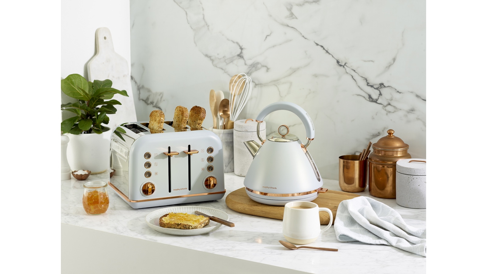 morphy richards grey and rose gold toaster