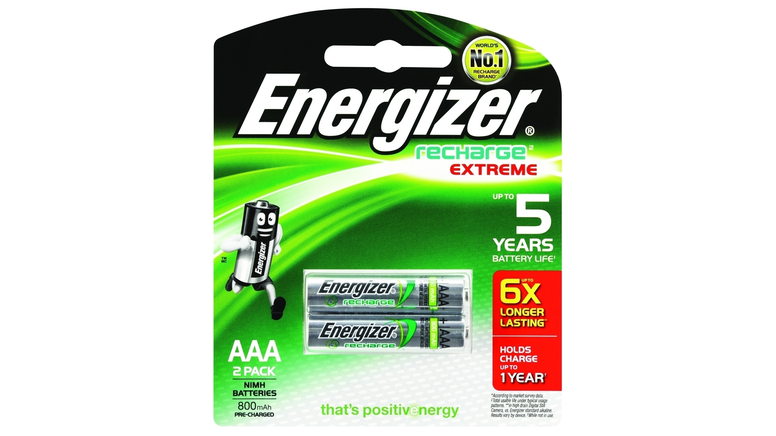 Pre-Charged 4 count Energizer Recharge  Universal 700 mAh Rechargeable AAA Batteries 