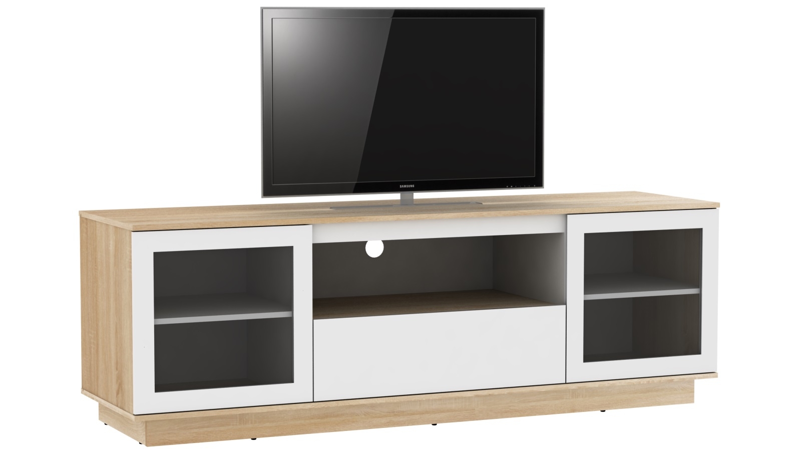 Buy Avs Oak Lowboy 1800mm Tv Av Cabinet Sonoma Oak Light White Gloss Harvey Norman Au