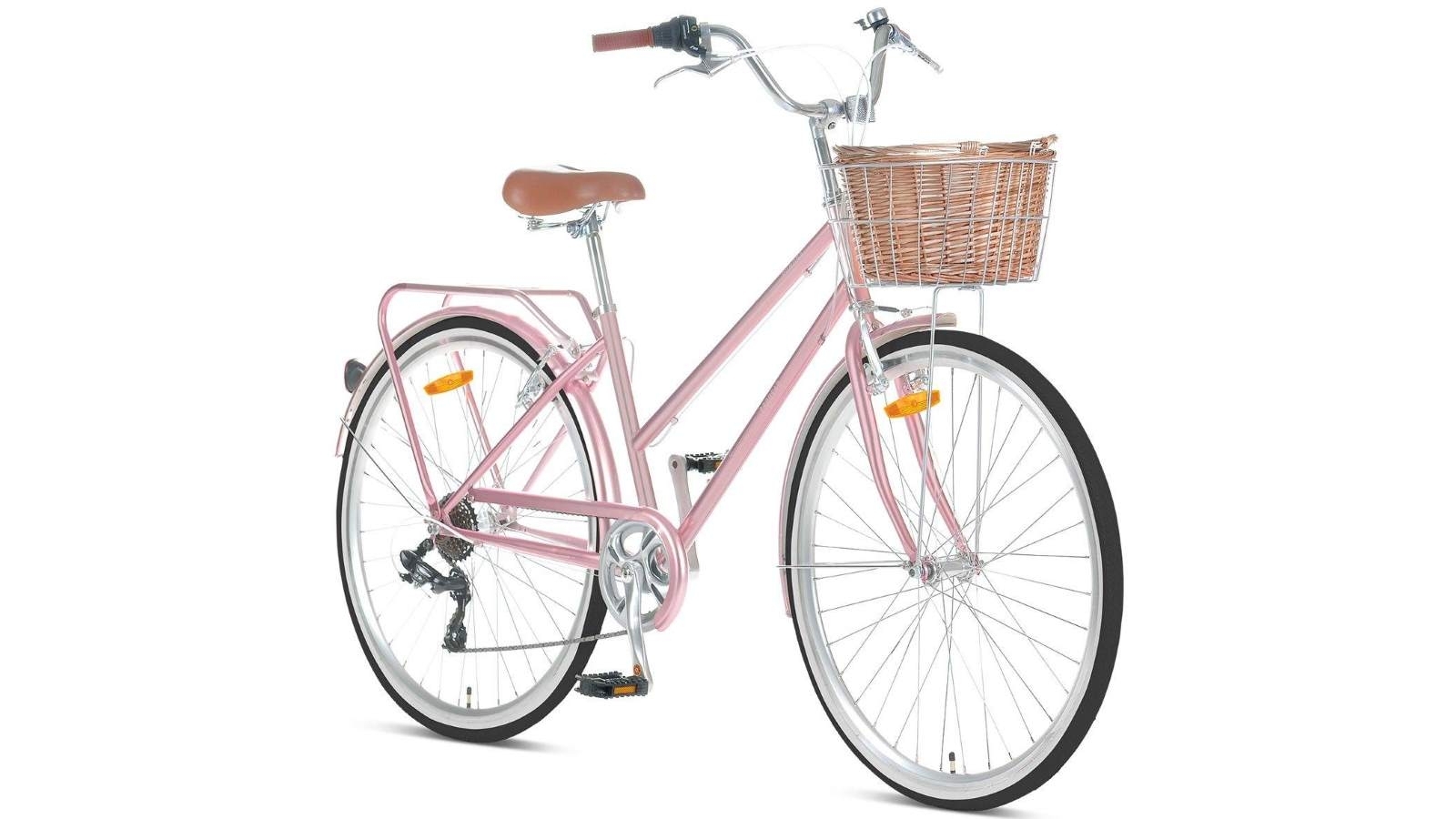 vintage ladies bike with basket pink