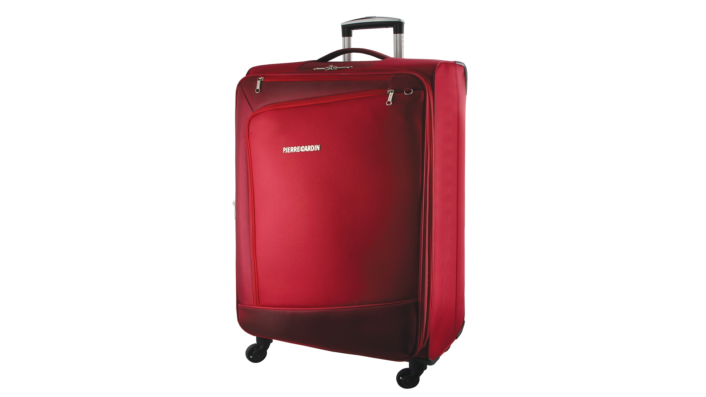 Cabin Size Suitcase 4 Wheel Hand Luggage Red Soft Case Lightweight Travel Bag 