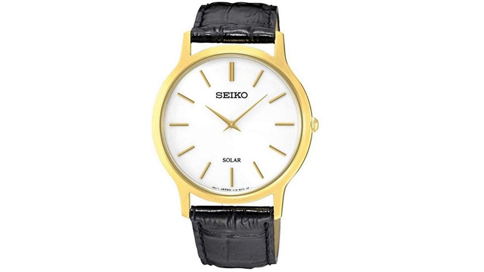 Buy Seiko SUP872 P1 Gold with White Dial Black Leather Strap Men's Solar  Analog Watch | Harvey Norman AU