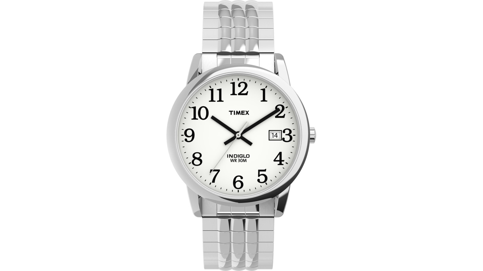 Buy TIMEX Men's  Reader Perfect Fit White Dial Self-Adjustable  Expansion Band Watch - Silver Tone | Harvey Norman AU