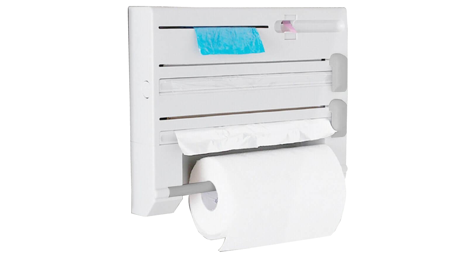 Cream Plastic Kitchen Roll Towel Holder Dispenser Wall Mounted 