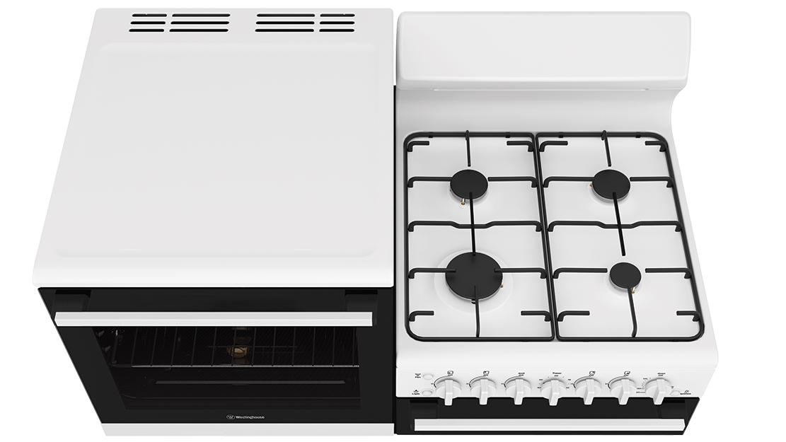 elevated gas oven and cooktop