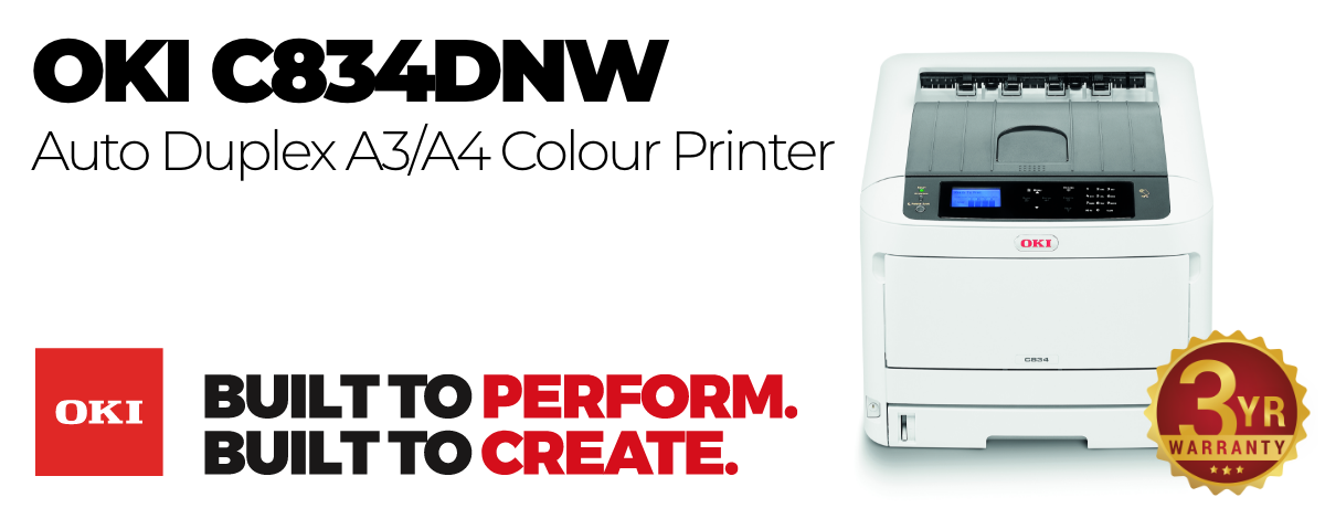 Buy OKI C834dnw Auto Duplex A3/A4 Colour Printer | Harvey Norman AU