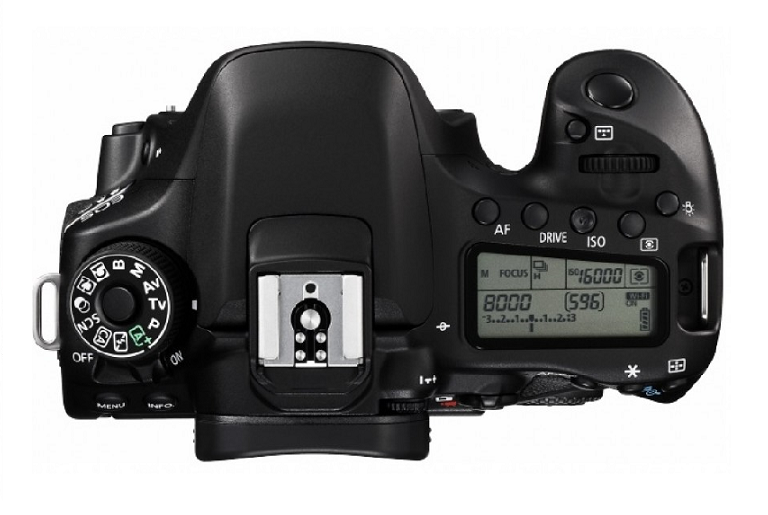 Overhead view of the Canon DSLR camera