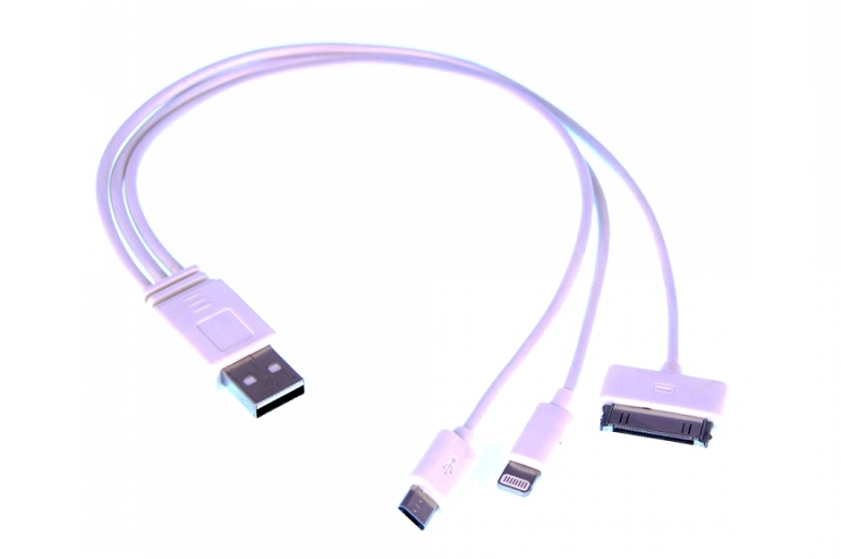 The included multi-adapter USB charging cable