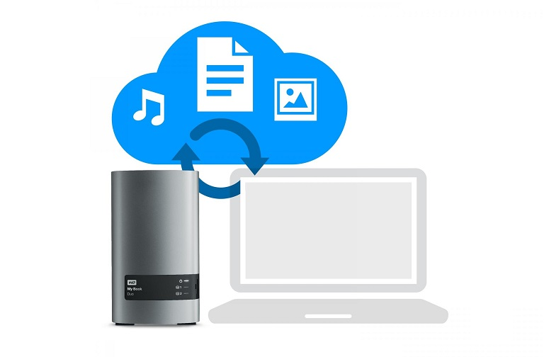 The My Book Duo 6TB hard drive backs up to the Cloud
