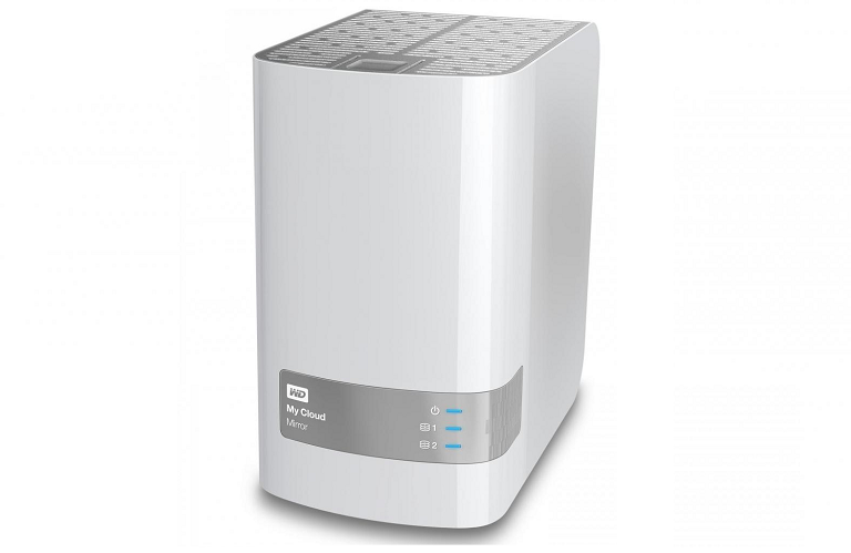An angled view of the WD NAS device
