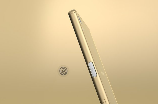 A side-on image of a gold Xperia Z5.